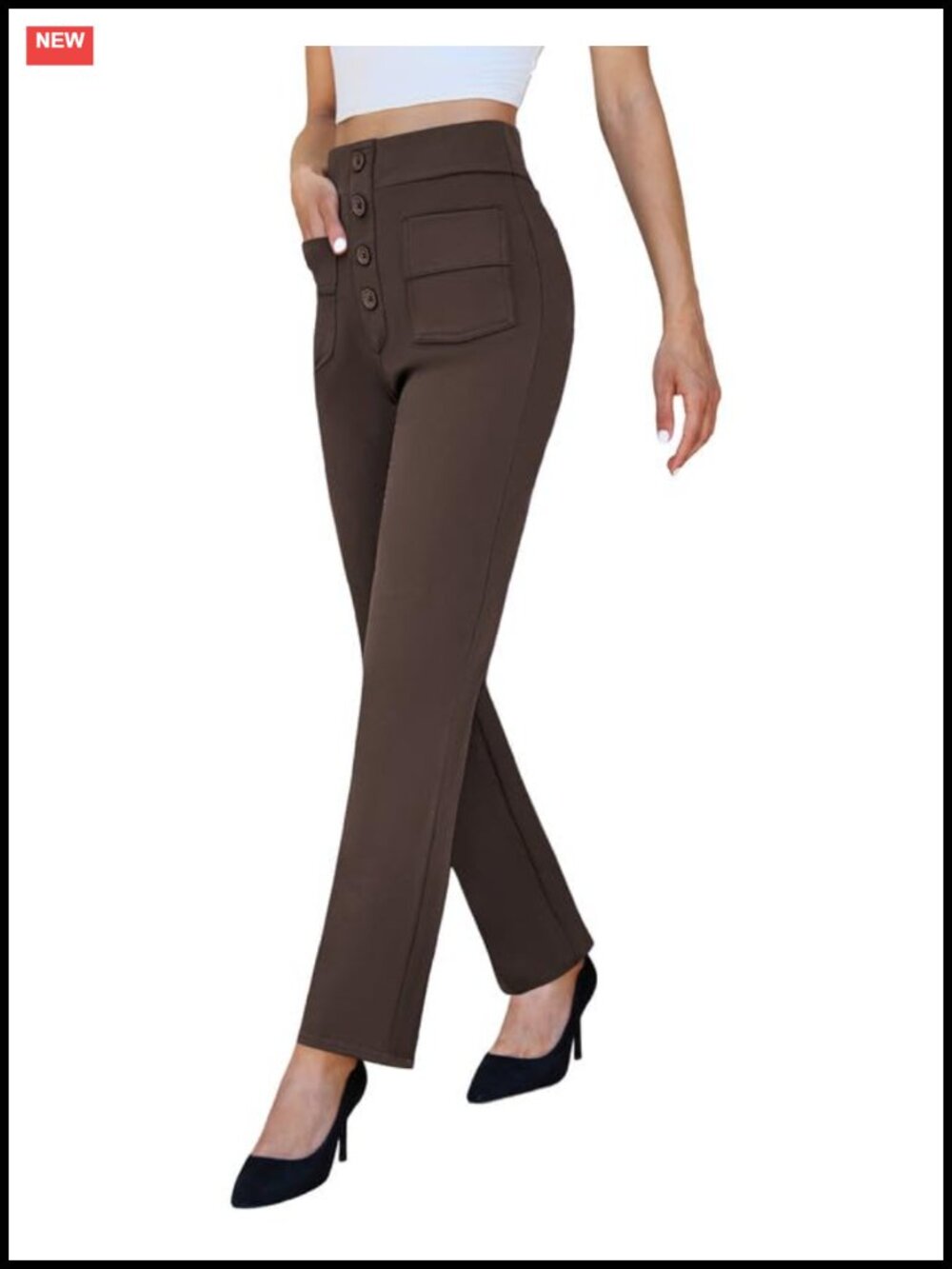 High Waist Stretchy Straight Leg Work Pants Women Dress Pants